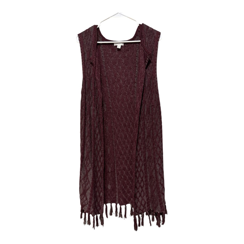 Cato Burgundy‎ Open-Front Poncho
